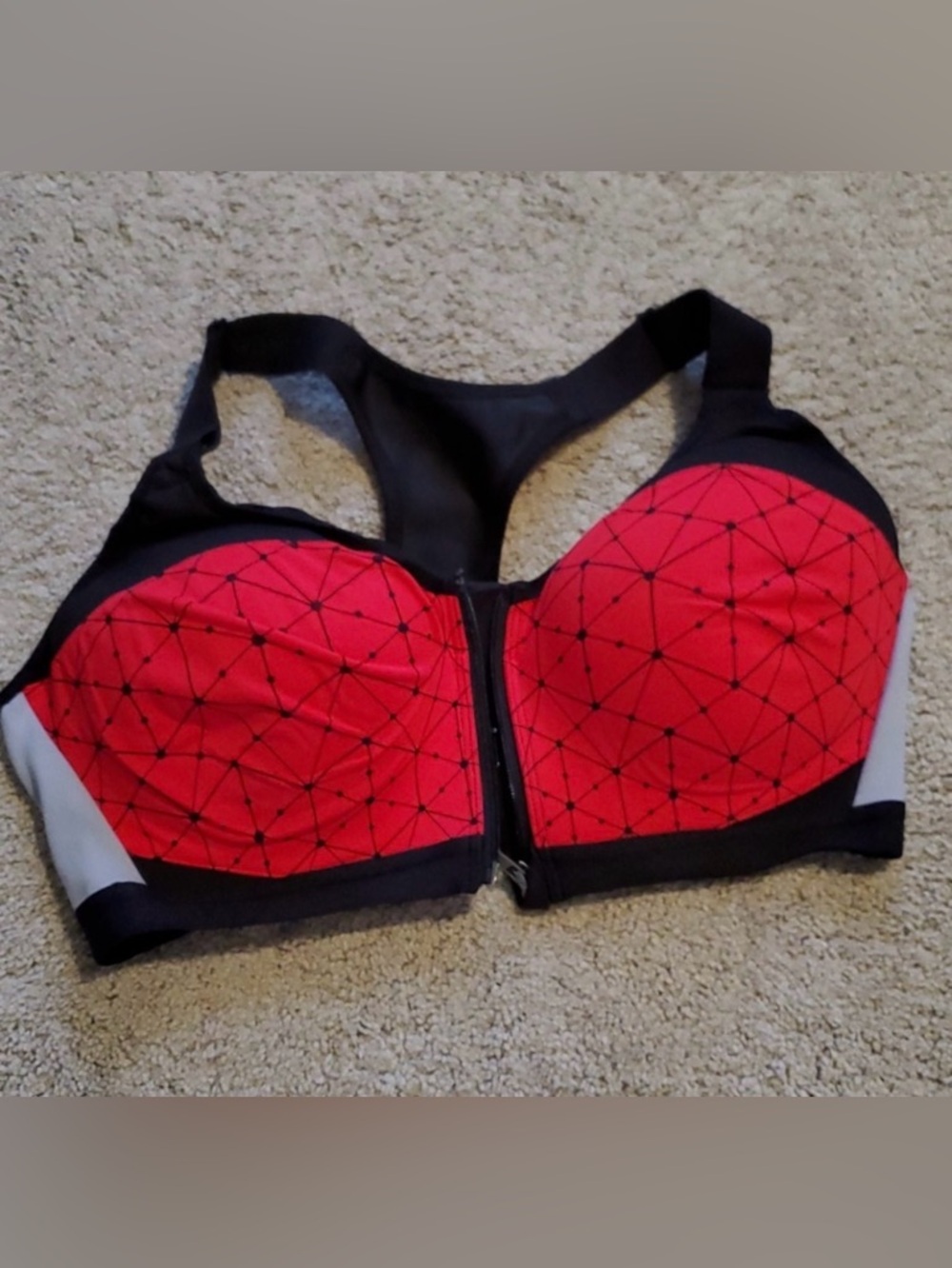 Victoria's Secret Red & Black Front-Zip Sports Bra